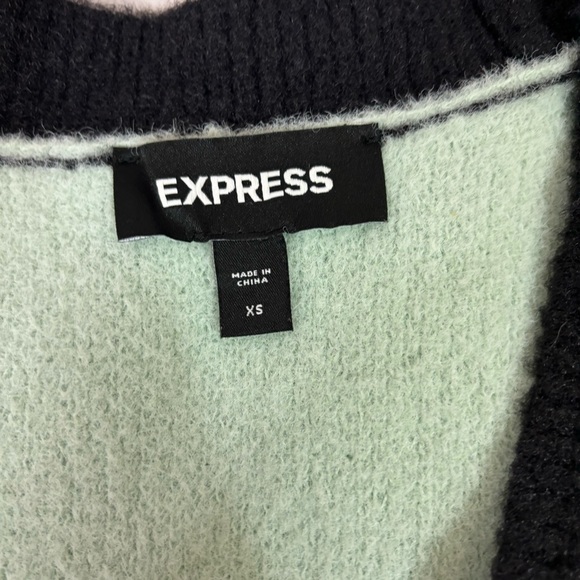 Express Mint Fuzzy Sweater with Gold Buttons - Picture 6 of 7